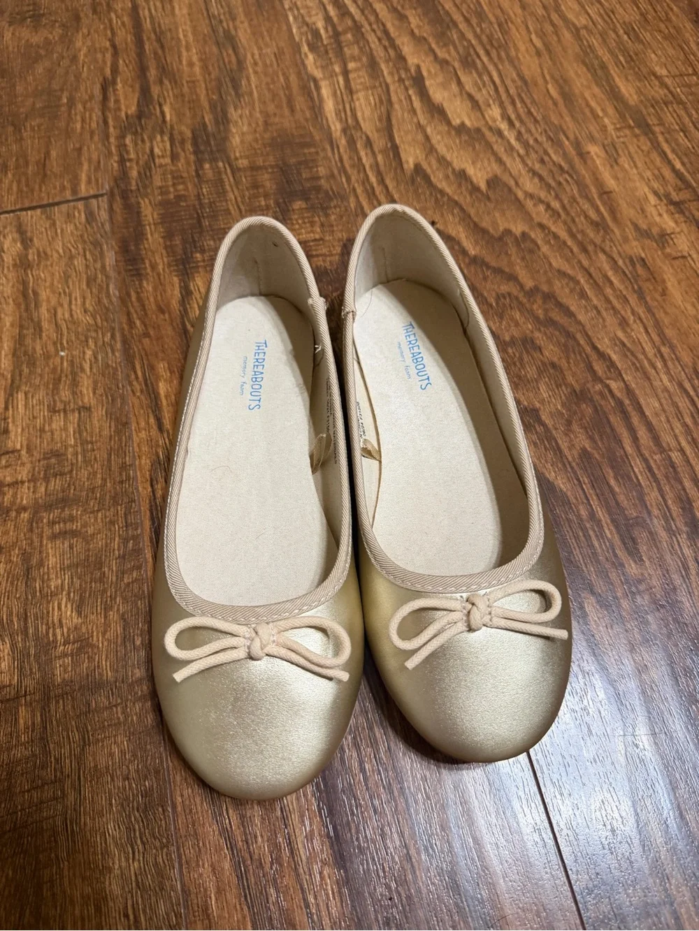 Metallic Gold Girls' Bow Ballet Flats